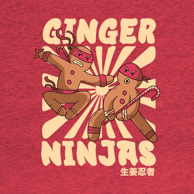 Funny Christmas Ginger Ninjas // Retro Cartoon Ginjas by SLAG_Creative